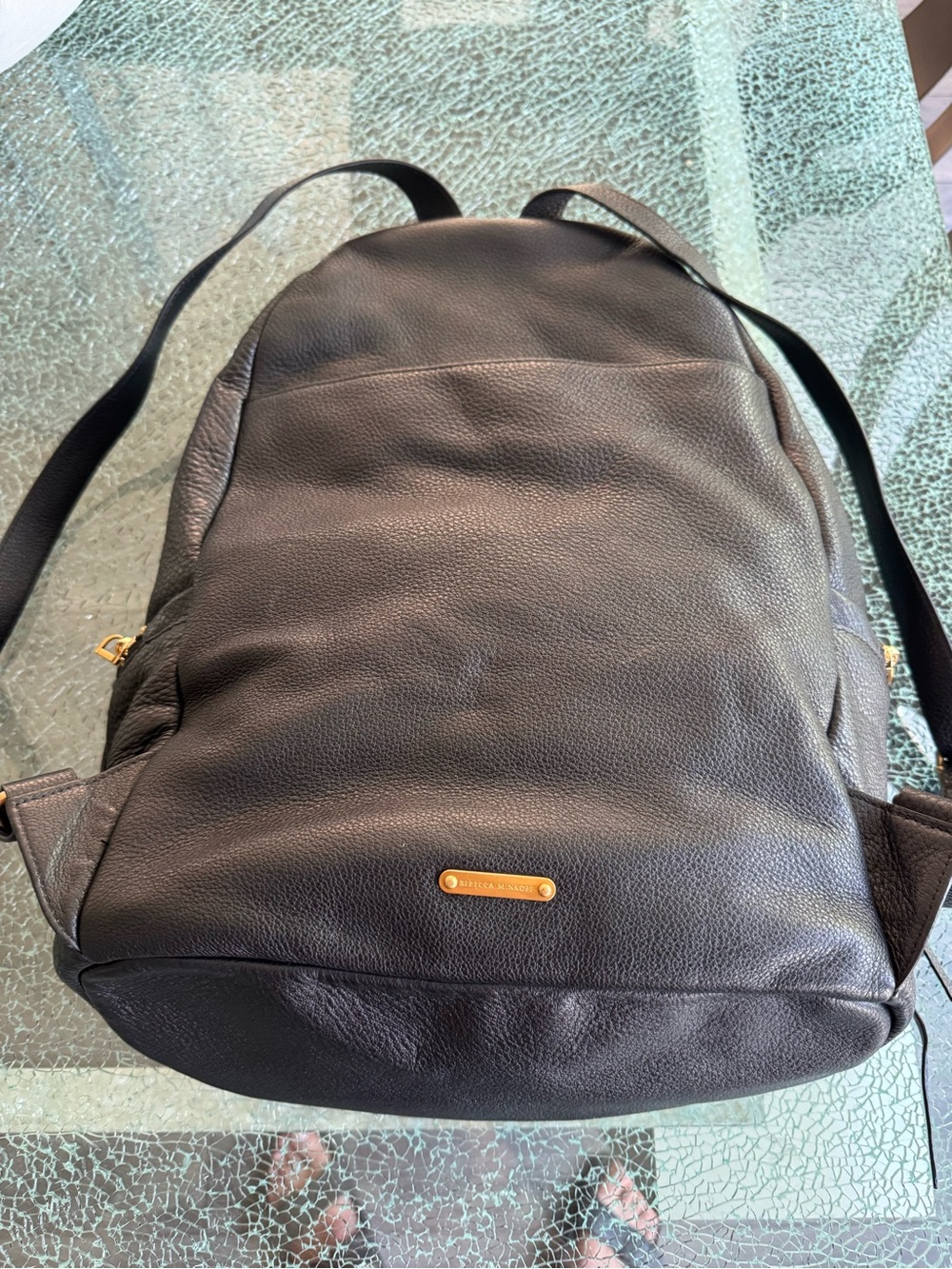 Rebecca Minkoff Black Leather women’s Backpack with Gold Hardware - Picture 2 of 10